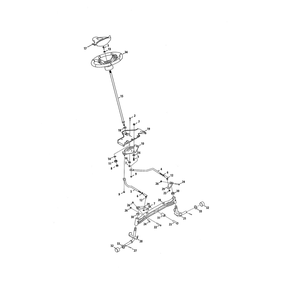 Steering Diagram and Parts List for 13AF91AP056  Cub Cadet Lawn Tractor